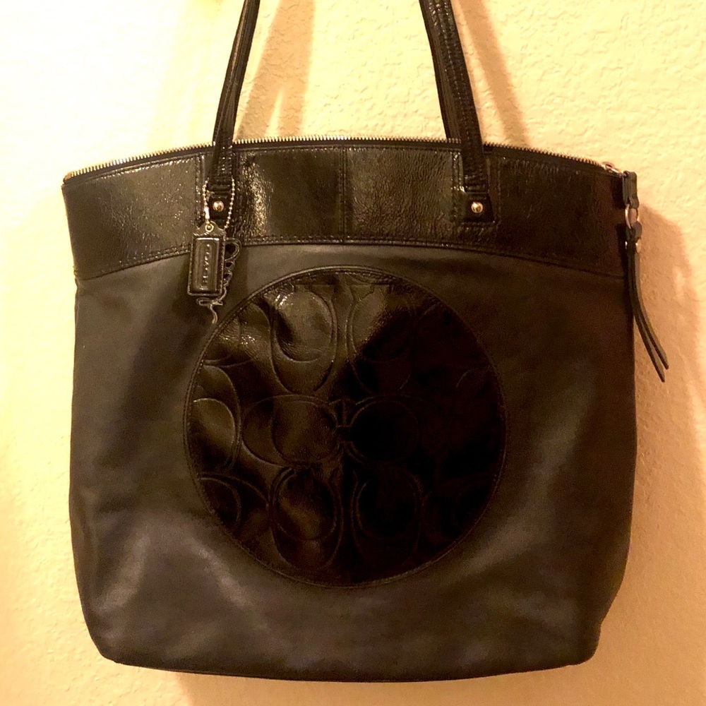 Black leather Coach Purse